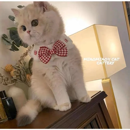 Cute Cat and Dog Tie Pet Drool Towel with Lace - Smarsty