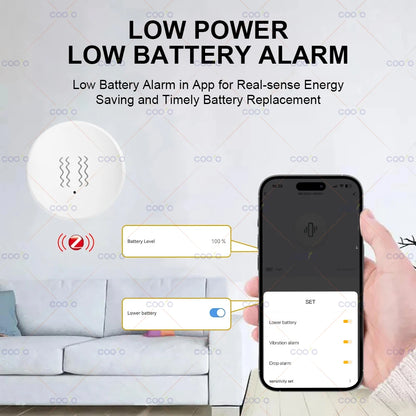 Tuya Zigbee Smart Vibration Sensor Detection Smart Life App Notification Real-Time Motion Shock Alarm Record