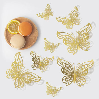 Gold 3D Butterfly Wall Decor Set for Parties - Smarsty