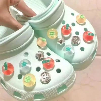 14pcs Shoes Charms Removable Cute Transparent Tomatoes Shoe Accessories For Girls Summer Shoes DIY Hole - Smarsty