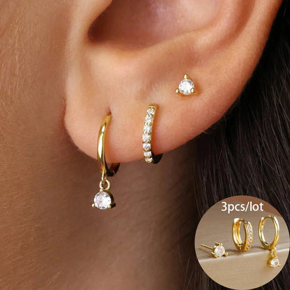 3 Piece Stainless Steel Star Drop Earrings Set for Women - Smarsty