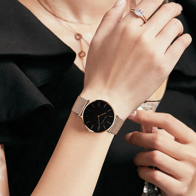 Rose Gold Women's Bracelet Watch with Japan Quartz Movement - Smarsty