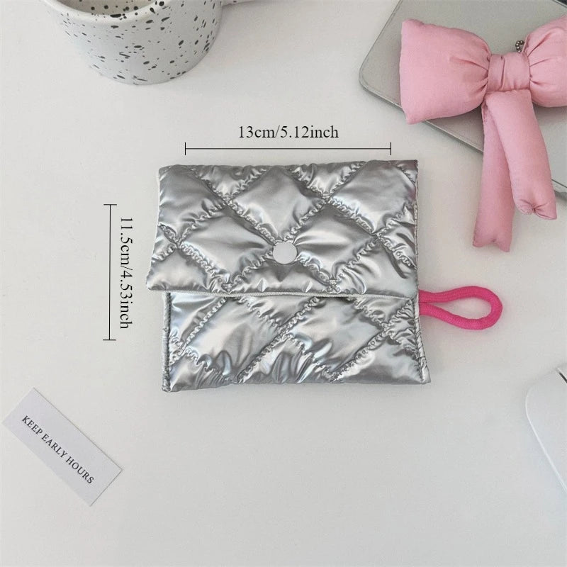 Silver Bow Coin Purse Zipper Wallet Organizer Cosmetic Bag - Smarsty