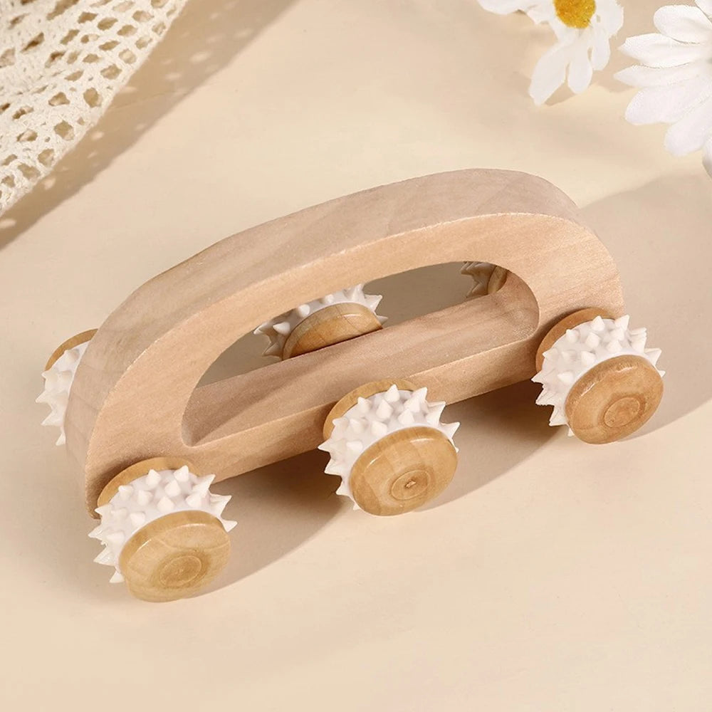 Handheld Wooden Massage Roller for Sore Muscles - Smarsty