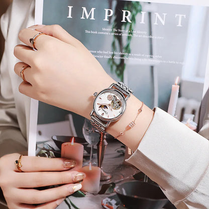 Luxury Women's Automatic Mechanical Watch with Moon Phase - Smarsty