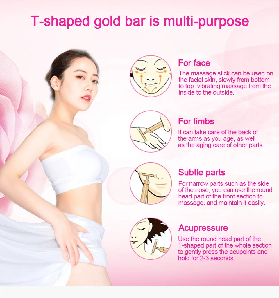 24K Gold Electric Face Roller for Youthful Skin - Smarsty