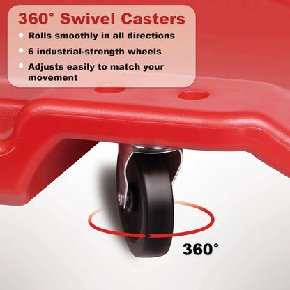 Mechanic Creeper - 40 Inch Rolling Garage Creeper with Padded Headrest and Dual Tool Trays - Low Profile Design for Under Car Re