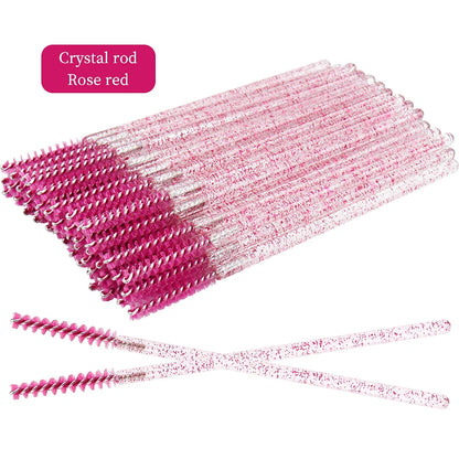 50 Pcs Disposable Eyelash Brushes with Diamond Handles - Smarsty
