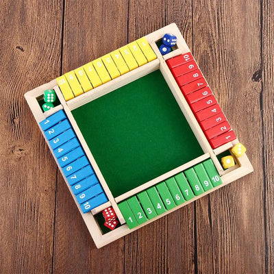 Arithmetic Dice Board Game Four-Sided Flip Card Games Box Dice Toys Wooden Flaps Dices 4 Players Party Number Game Board Games - Smarsty