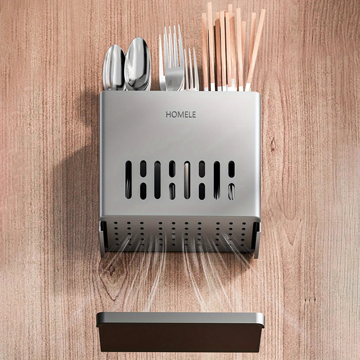 1pc Flatware Organizer, Multifunctional Cutlery Storage Rack With Detachable Water Drain Base, Chopsticks Holder, Utensil Holder by Smarsty