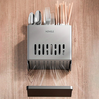 1pc Flatware Organizer, Multifunctional Cutlery Storage Rack With Detachable Water Drain Base, Chopsticks Holder, Utensil Holder by Smarsty