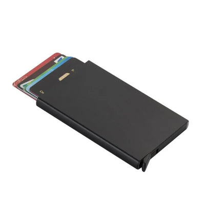 Automatic Flip Card Side Push Card Holder Sleeve Large Capacity 12 Cards Slot Metal Cards Box Men Credit Card Anti-theft Wallets - Smarsty