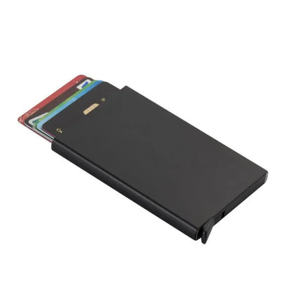 Automatic Flip Card Side Push Card Holder Sleeve Large Capacity 12 Cards Slot Metal Cards Box Men Credit Card Anti-theft Wallets