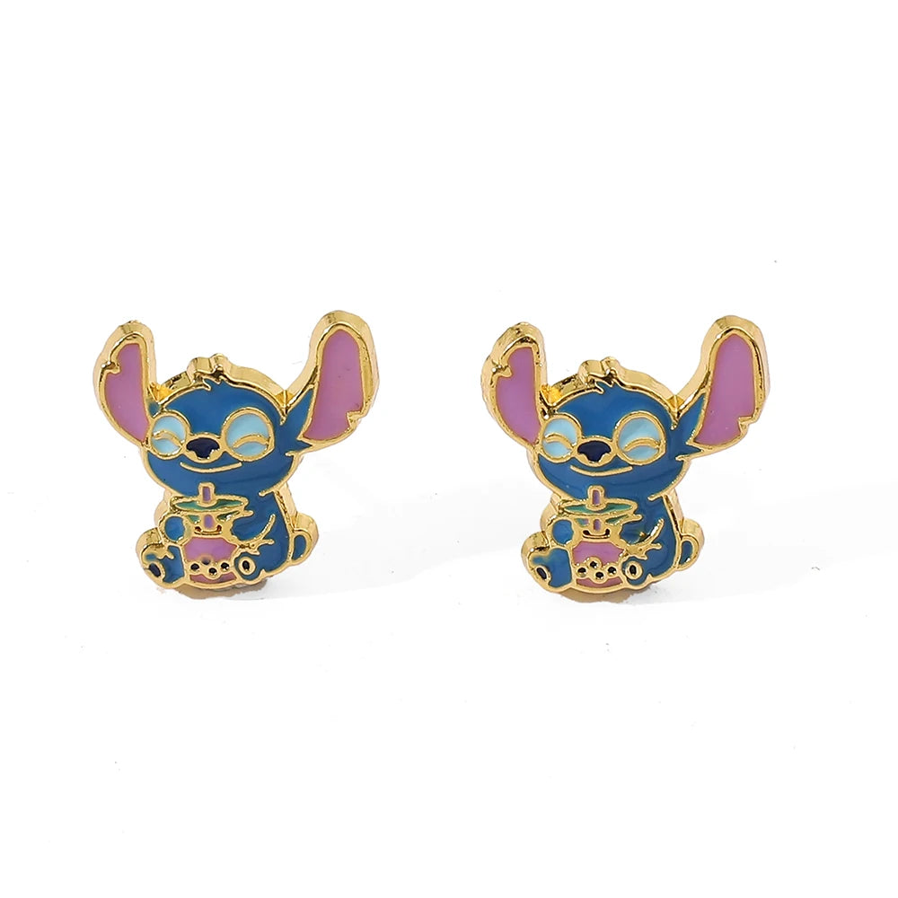 Cute Disney Stitch Flower Stud Earrings for Women and Girls - Smarsty