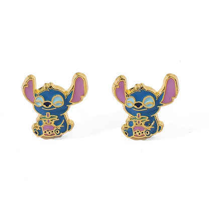 Cute Disney Stitch Flower Stud Earrings for Women and Girls - Smarsty