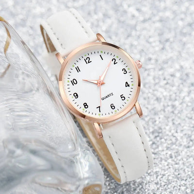Fashion Arabic Dial Quartz Watch with Leather Strap for Women - Smarsty