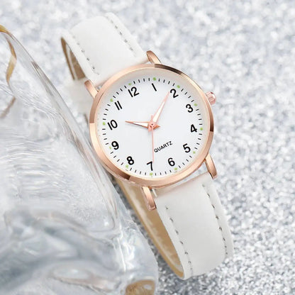 Fashion Arabic Dial Quartz Watch with Leather Strap for Women - Smarsty