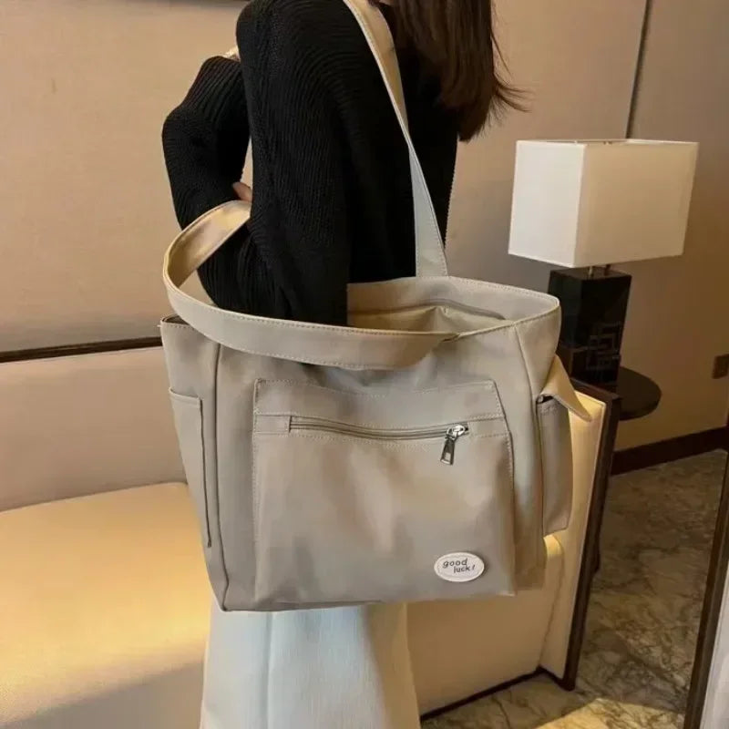 Women Canvas Shoulder Bag Large Capacity Tote For Everyday - Smarsty