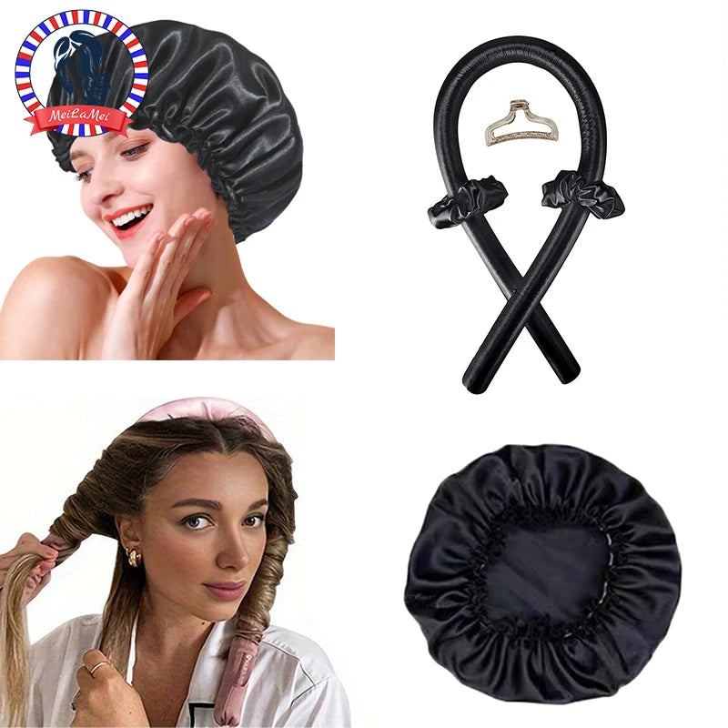 Heat Free Hair Curler Satin Silk Cap Set - Smarsty