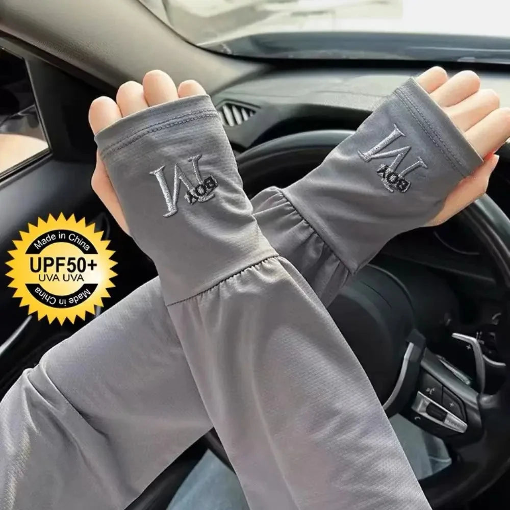 Mens UV Protection Ice Arm Sleeves Lightweight Cooling Gloves - Smarsty