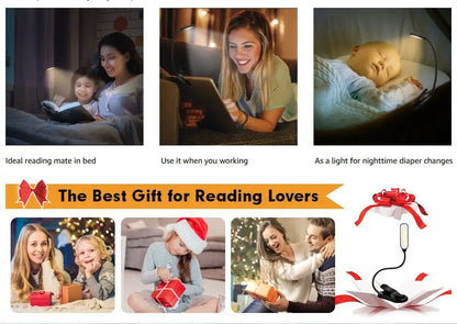USB Rechargeable LED Book Light with Flexible Clip - Smarsty