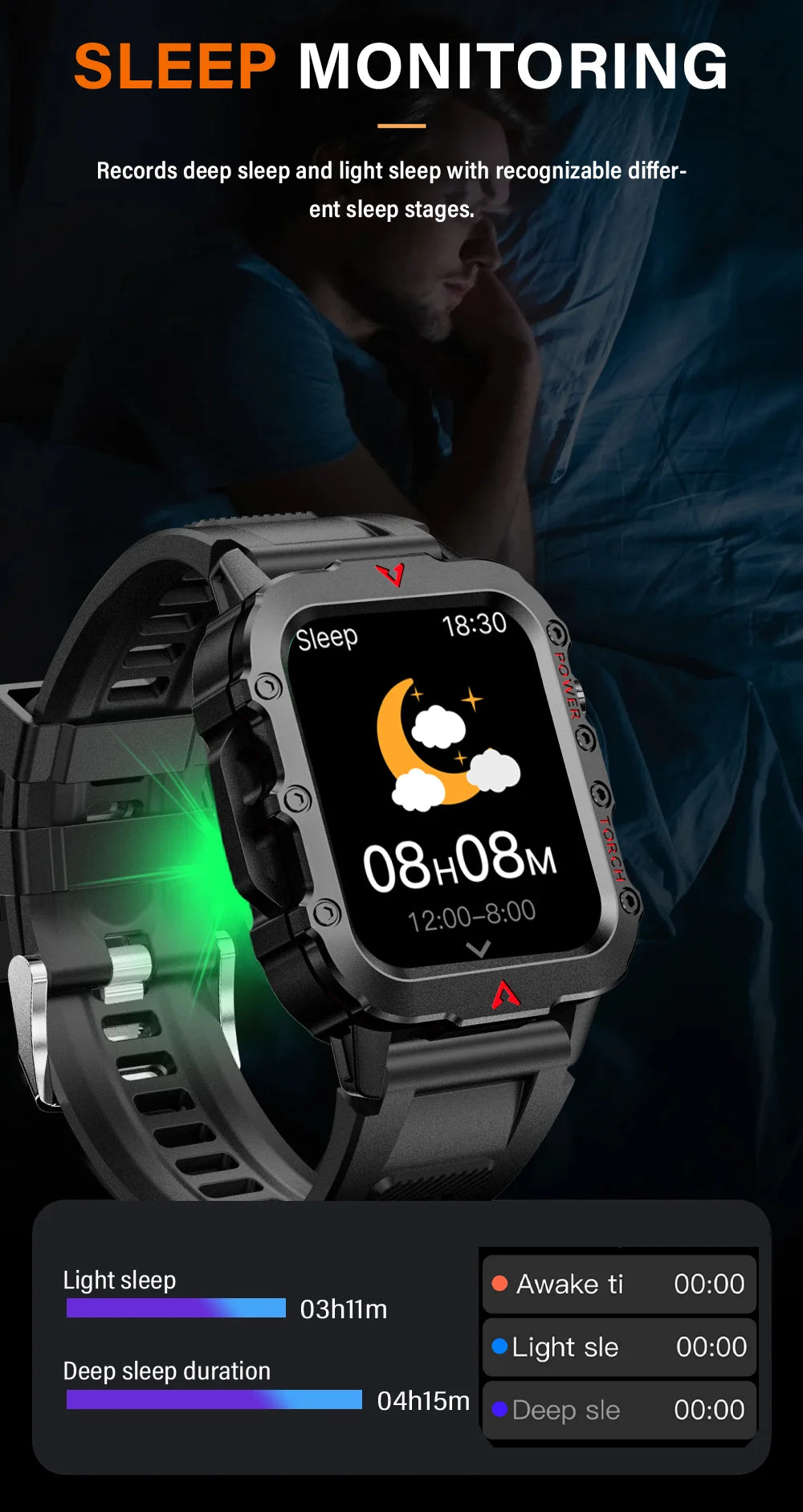LAXASFIT Men Sports Smart Watch with Blood Oxygen Monitor - Smarsty