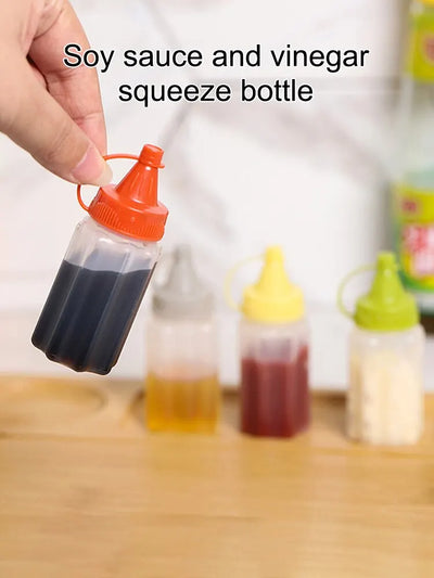 4PCS Kitchen Household Sauce Vinegar Squeeze Bottle Portable Outdoor Barbecue Picnic Feast Bottle Kitchen Accessories Small Tool by Smarsty