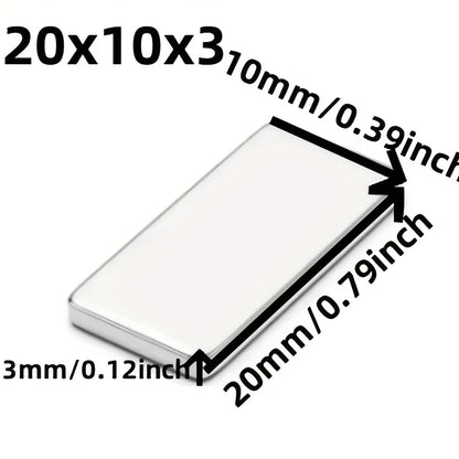 20/50pcs Magnets, 20x10x3mm, Rectangular Magnets for Industrial Use, Metal Material, No Battery Required - Smarsty
