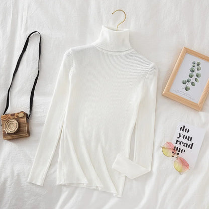 2025 Women Turtleneck Sweater Knitted Soft Pullovers Cashmere Jumpers Basic Solid Soft Sweaters Women Autumn Winter Casual Top - Smarsty