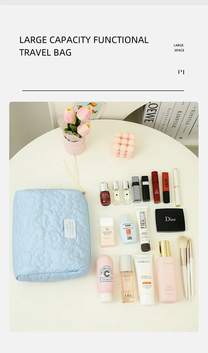 Embroidery Large-Capacity Cosmetic Bag Waterproof Portable Storage Bag Travel Makeup Pouch - Smarsty