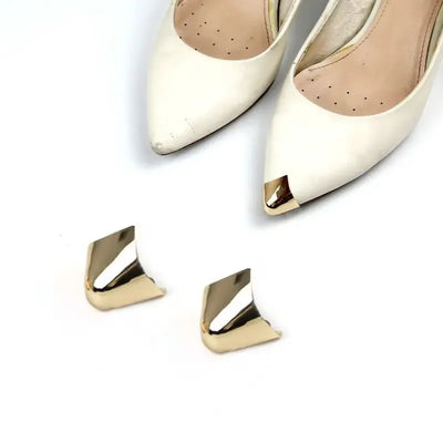 Women High Heel Metal Toe Cap Wear and Tear Concealer Anti-kicking Leather Shoes Point Protector Flat Shoe Tips Cap Accessorices - Smarsty