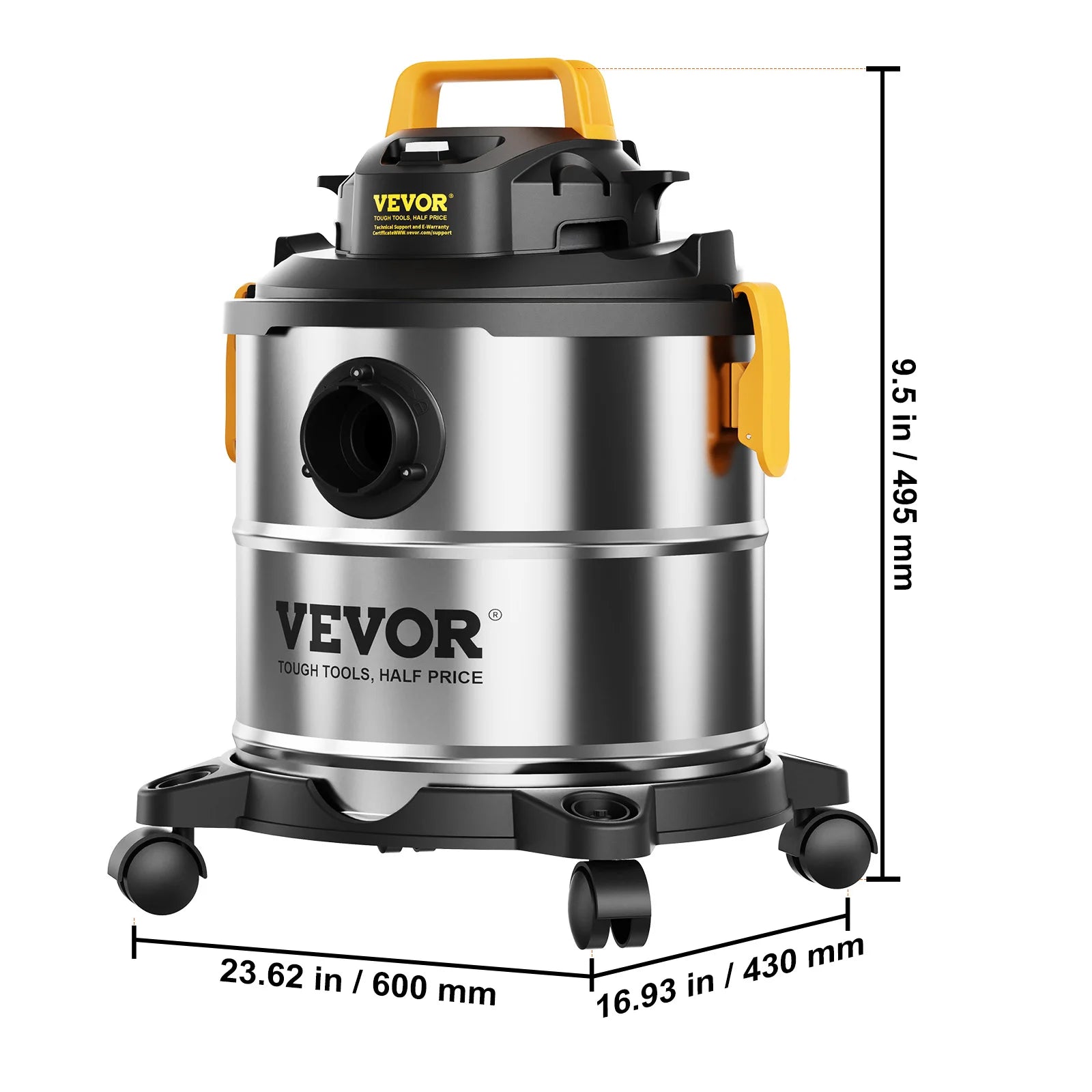 SucceBuy Stainless Steel Wet Dry Shop Vacuum Wet  Dry Vac Powerful Suction  Small Shop Vac Perfect for Carpet Debris  Pet  Hair - Smarsty