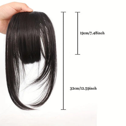 Synthetic Hair Clip-In Bangs Cut Wispy Fringe with Sideburns Dark Brown Natural Look for Women Daily Party Wear - Smarsty