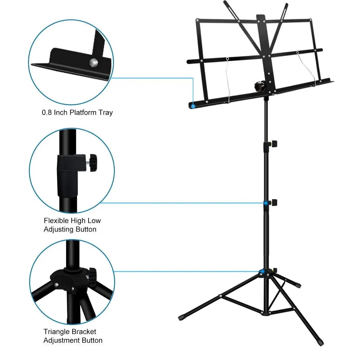 Music Stand 2 in 1 Dual Use Folding Sheet Music Stand Desktop Book Stand Portable and Lightweight - Smarsty