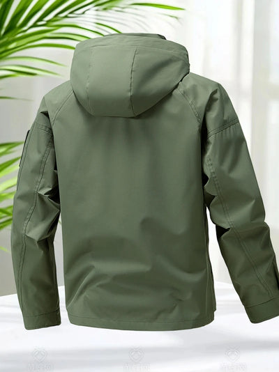 Waterproof Jacket Men Outdoor Softshell Zip Up Hooded Jacket Windbreaker Hiking Camping Coats Lightweight Spring Autumn Coats by Smarsty