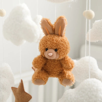 Wooden Crib Mobile Baby Bed Bell Rattle Toy Soft Felt Cartoon Bear Mobile Hanging Newborn Music Box Bed Bell Hanging Bracket Toy by Smarsty