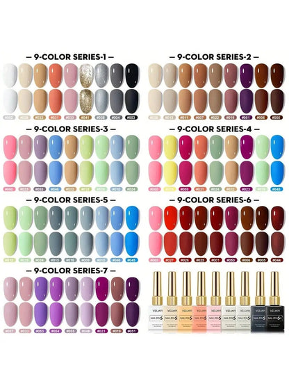 XEIJAYI 9Pcs Fashion Nails Art Nail Gel Polish Soaking UV LED Nail Gel Salon Female Nail Art Tools Fashion Nails