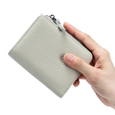 Genuine Leather Men Women Cute Short Wallet Luxury Solid Zipper Coin Purse rfid Bank Credit Card Holder Slim Small Money Bag - Smarsty