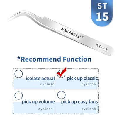 NAGARAKU Stainless Steel Eyelash Extension Tweezers Precision Grip - Smarsty