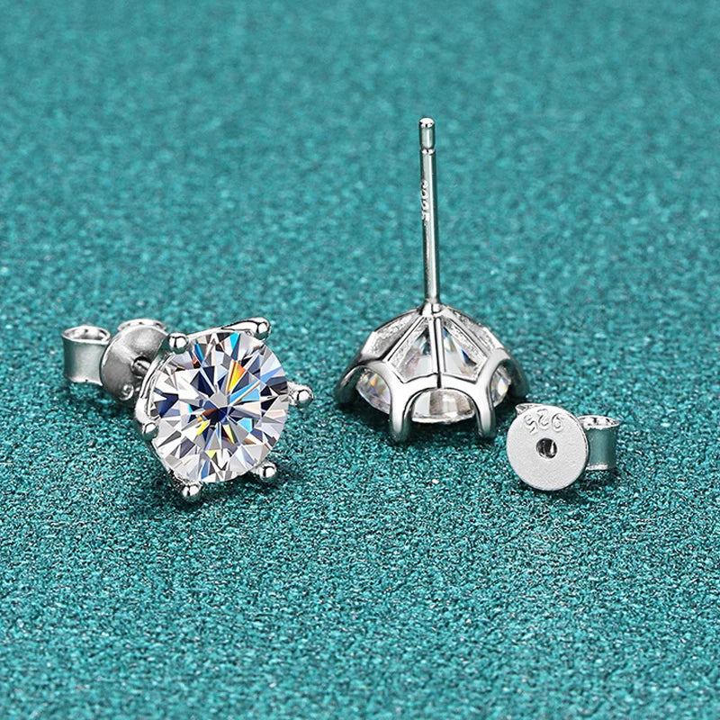 Moissanite Stud Earrings D Color 925 Sterling Silver - Smarsty