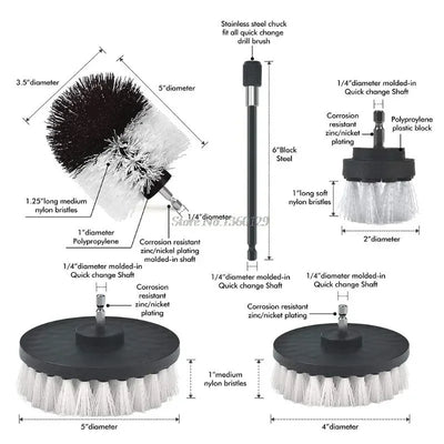 Multiple Size Drill Brush Attachment Set With Extender - Smarsty