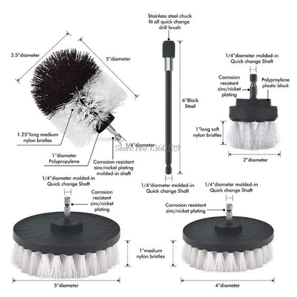 Multiple Size Drill Brush Attachment Set With Extender - Smarsty