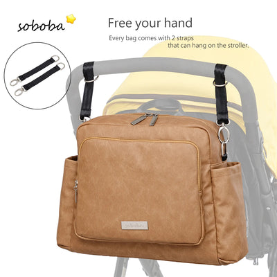 Soboba 2023 New Diaper Bags for Mother Waterproof Large Capacity Solid Polyester Diaper Backpacks Travel Bag for Newborn Baby by Smarsty