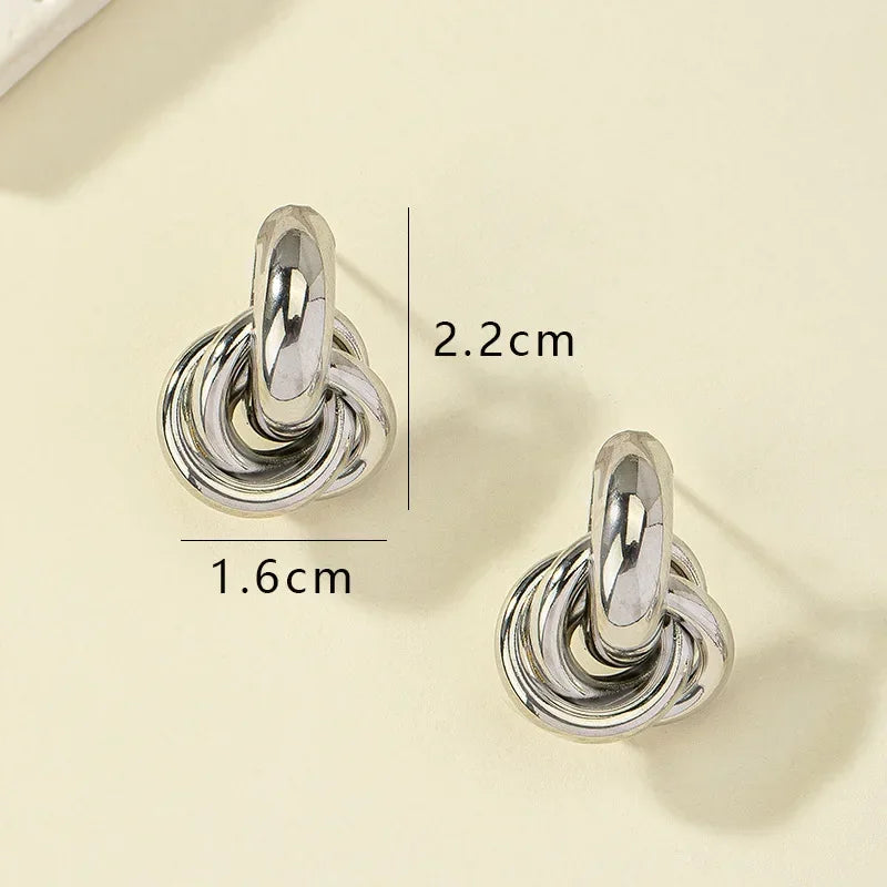 Gold Silver Knot Stud Earrings For Daily Trendy Wear - Smarsty