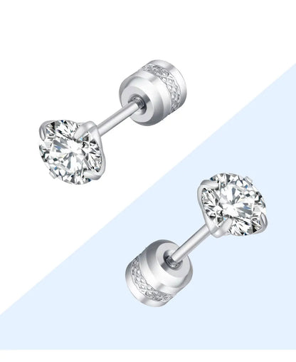 Stainless Steel Crystal Zircon Stud Earrings Hypoallergenic - Smarsty