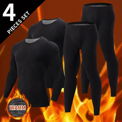 2/4 Pcs Men's Solid Color Simple Autumn And Winter Thermal Underwear Comfortable And Casual Bottoming Underwear Teenagers Pajama - Smarsty