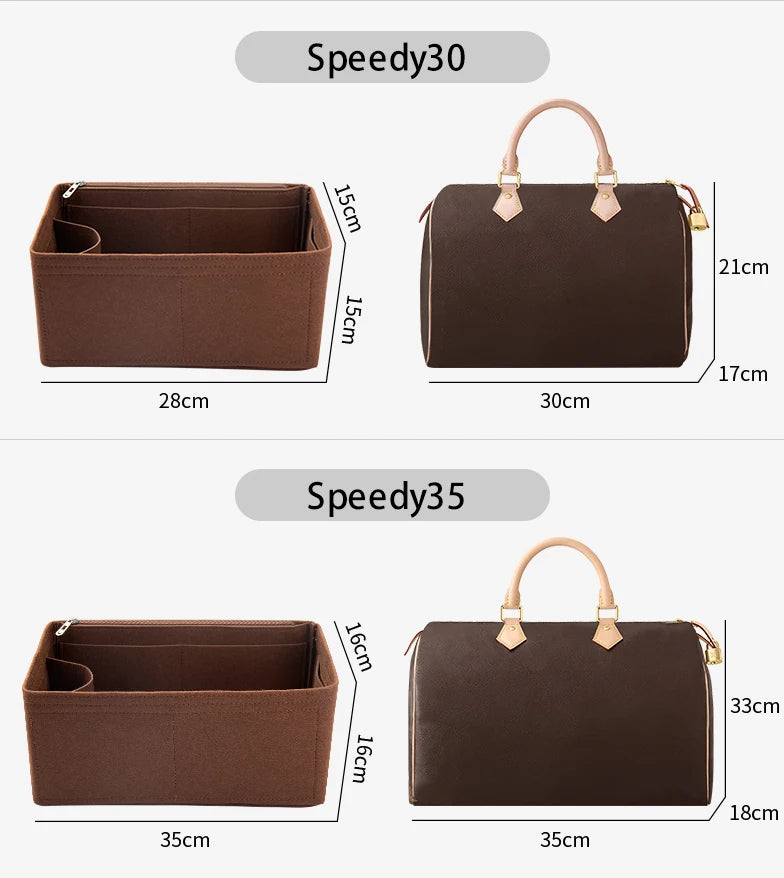 WUTA Felt Insert Bag Organizer For LV Speedy 20 25 30 35 Flap Handbag Inner Bag Makeup Travel Purse Storage Tote Bag Accessories