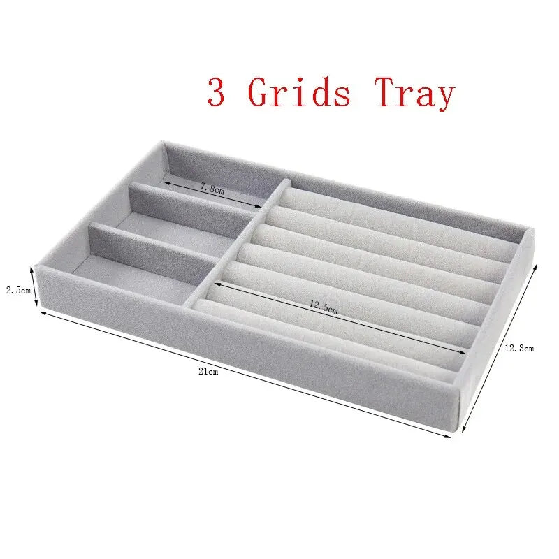 Velvet Jewelry Organizer Tray for Rings and Necklaces - Smarsty