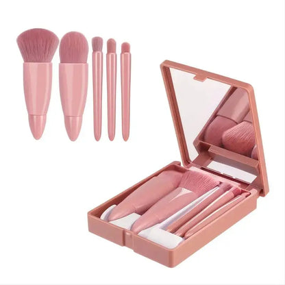 Travel Size Makeup Brushes Set with Case and Mirror - Smarsty