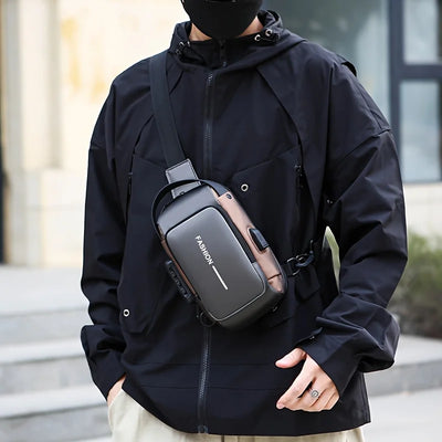 Mens Sling Bag With Phone Pocket Crossbody Zip Closure - Smarsty